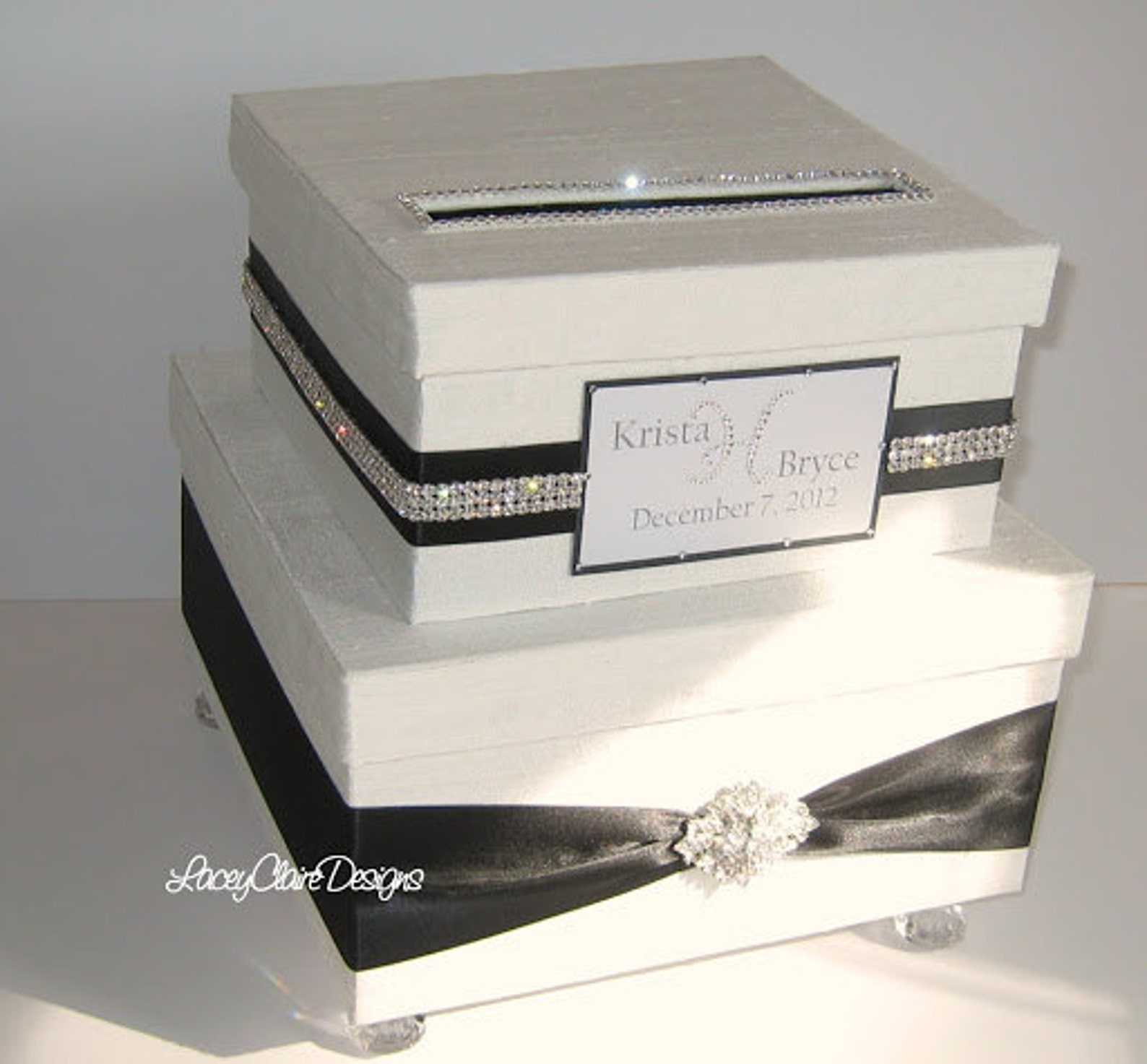Wedding Card Box Black and White Wedding Box Bling Card Box Etsy