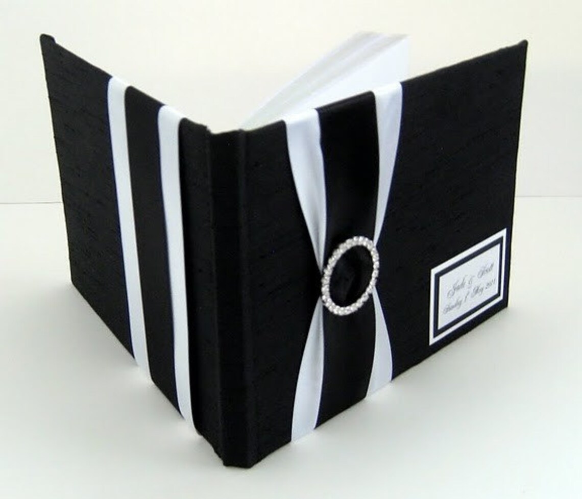 Wedding Guest Book Black and White Guest Book Wedding Memory Etsy