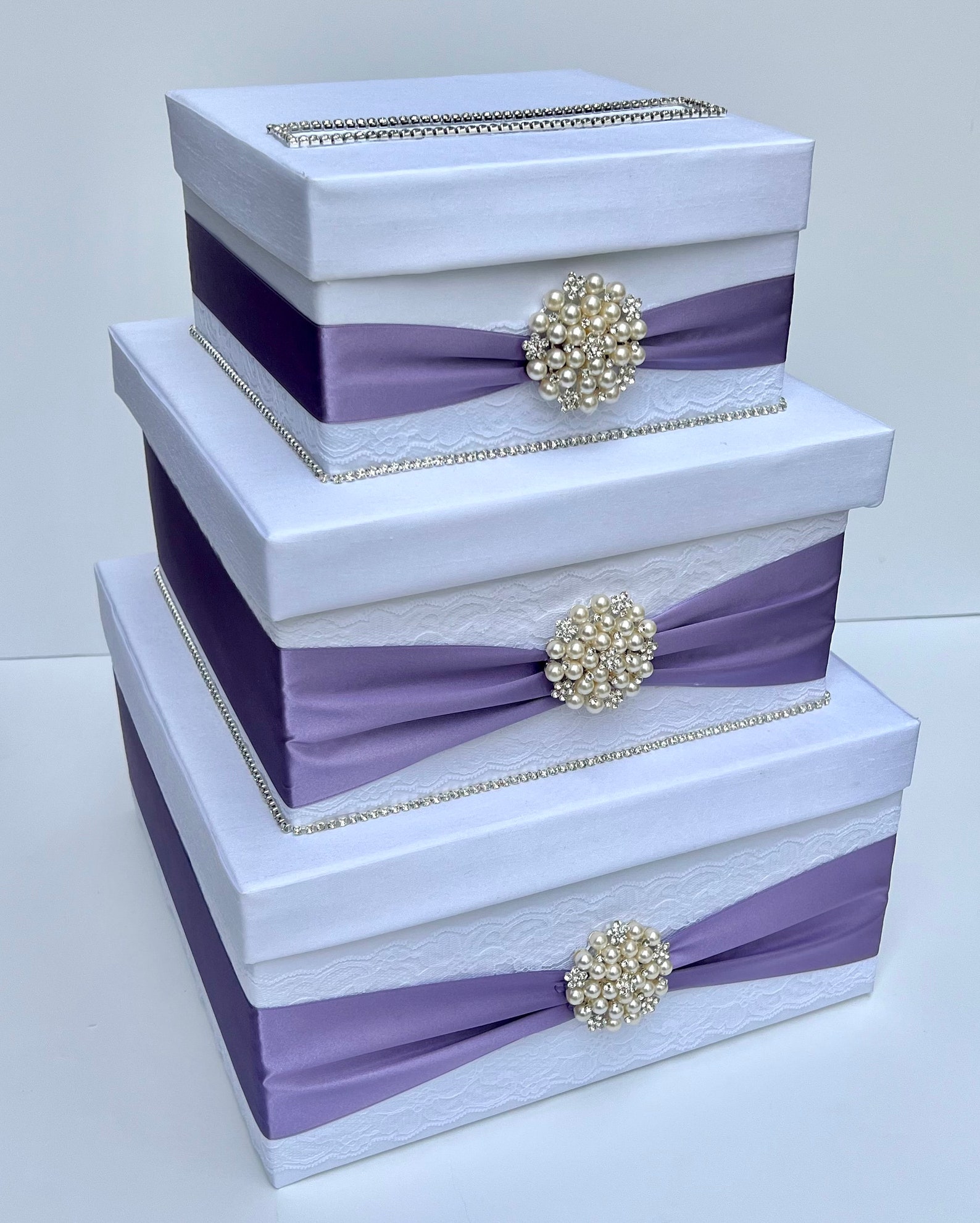 Lilac Wedding Card Box Bling Card Box Bridal Card Box Lace Etsy