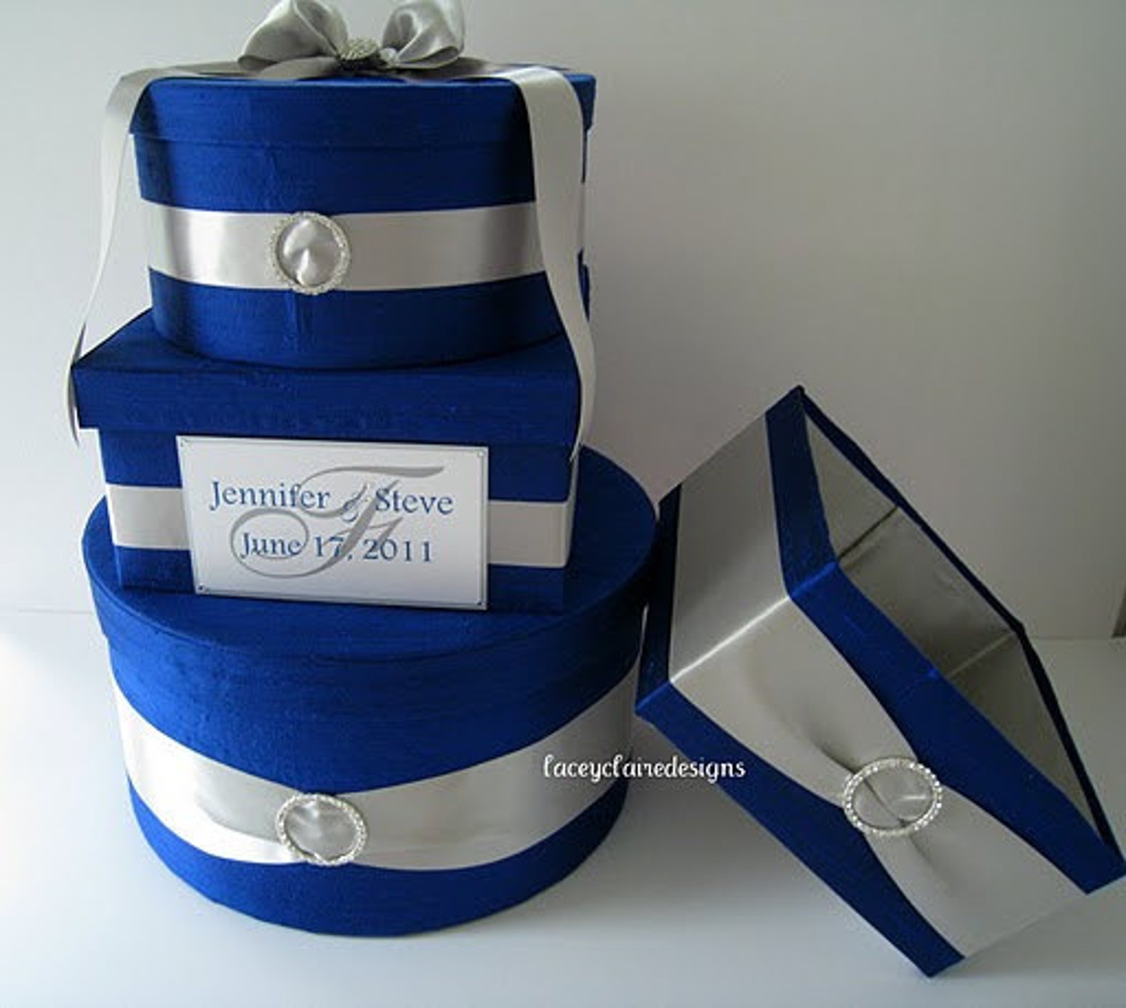 Wedding Gift Box Card Holder Royal Blue Silver Custom Made Etsy