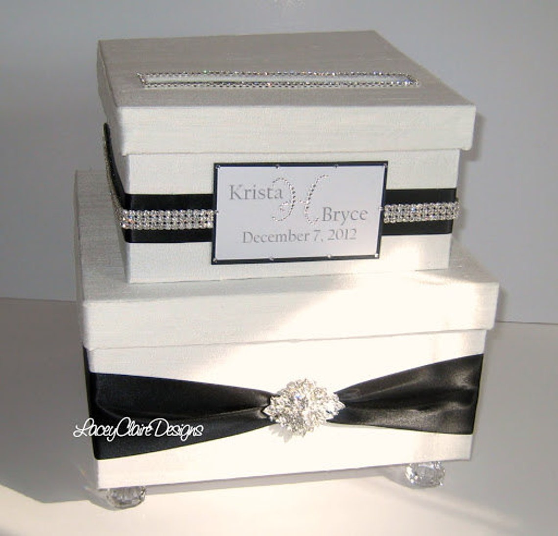 Wedding Card Box Black and White Wedding Box Bling Card Box Etsy