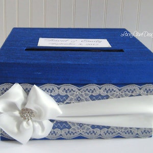 Royal Blue Card Box / Wedding Card Holder / Card Box with Slot / Locked Card Box / Reception Box / Gift Table Card Box / Wedding Box /Custom image 5