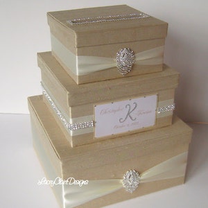 Rhinestone Card Box, Box for Cards, Card Holder, Wedding Card Box, Champagne Card Box, Unique Wedding Gift Box, Gift Table Custom image 1