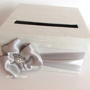 Silver Wedding Card Box, Baby Shower Card box, Bridal Shower Card Holder, Birthday Card Box, Small Card Box, Personalized Card Box, Custom