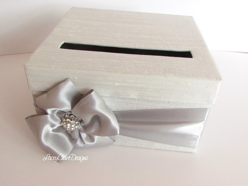 Silver Wedding Card Box Baby Shower Card Box Bridal Shower Etsy Silver Wedding Card Box Baby Shower Card Box Bridal Shower Etsy