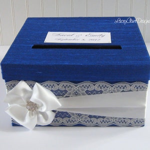 Royal Blue Card Box / Wedding Card Holder / Card Box with Slot / Locked Card Box / Reception Box / Gift Table Card Box / Wedding Box /Custom image 3