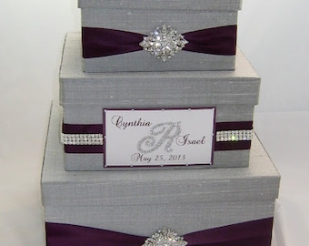 Caja de regalo de boda, caja de tarjeta para boda, caja de tarjeta bling, titular de la tarjeta de boda, caja para las tarjetas, titular de dinero de Rhinestone - hecho a medida