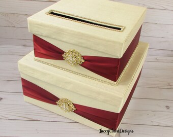 Burgundy and Gold Damask Wedding Card Box Burgundy Roses - Etsy