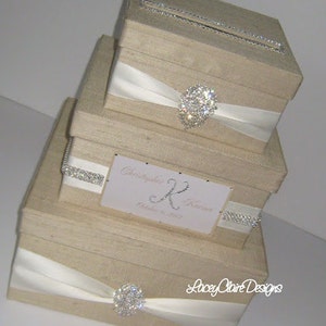 Rhinestone Card Box, Box for Cards, Card Holder, Wedding Card Box, Champagne Card Box, Unique Wedding Gift Box, Gift Table Custom image 2