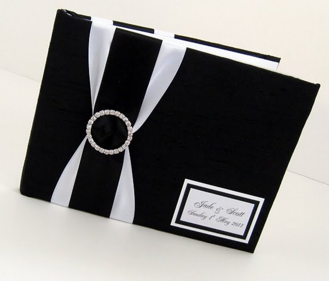 Wedding Guest Book Black and White Guest Book Wedding Memory Etsy