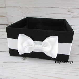 Wedding Bathroom Box, Men's Bathroom Basket, Black Tie Decor, Container for Programs, Toiletries Holder, Bow Tie Program Box, Custom image 5
