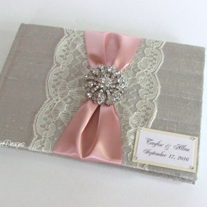 Wedding Guest Book and Pen Set, Lace Guest Book - Custom Made