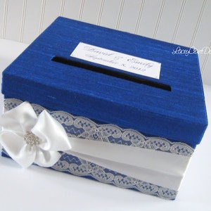 Royal Blue Card Box / Wedding Card Holder / Card Box with Slot / Locked Card Box / Reception Box / Gift Table Card Box / Wedding Box /Custom image 4