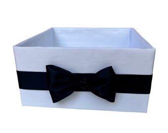 Event Bathroom Box, Men's Bathroom Basket, Black Tie Decor, Container for Programs, Toiletries box, program holder, Bathroom storage custom