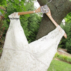 Wedding Hanger, Bridal Dress Hanger, Bridal Party Hangers, Bridesmaid Dress Hanger, Bling Rhinestone Hanger, Swarovski Crystal, Custom Made image 3