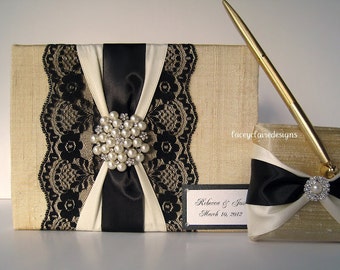 Guest Book for Reception, Wedding Guest Book with Pen Stand, Wedding Keepsake Book, Signature Book, Memory Book, Custom Made