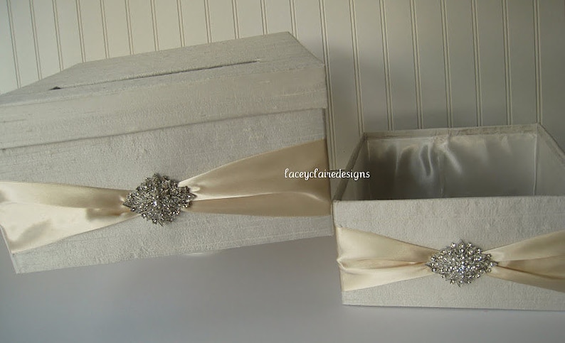 Wedding Card Box, Wedding Mail Box for Cards, Box for Cards, Cards Container, Ivory and Cream Money Box, Cards Holder, Card Boxes, Custom image 3