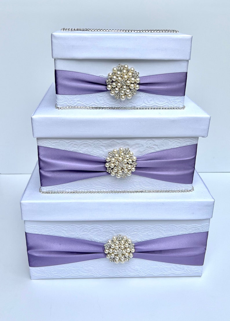 Lilac Wedding Card Box Bling Card Box Bridal Card Box Lace Etsy