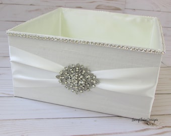 Wedding Box, Program Box, Program Basket, Bridal White Wedding Box, Open Card Box, Bubble Wands Container, Toiletries Box, Custom