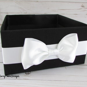 Wedding Bathroom Box, Men's Bathroom Basket, Black Tie Decor, Container for Programs, Toiletries Holder, Bow Tie Program Box, Custom image 2