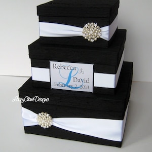 Wedding Gift Box, Card Box, Wedding Money Holder, Black and White Card Box, Box for Wedding Cards, Card Box with Lid, Wedding Box, Custom