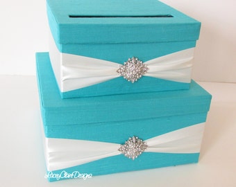 Wedding Card Box, Bride & Co. Theme Party, Money Box, Quinceanera, Aquamarine card box, Gift Card Envelope Box, Birthday Party, Custom Made