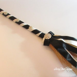 Wedding Jumping Broom, Wedding Broom, African American Jump Broom, Black and Ivory, Custom Made image 2