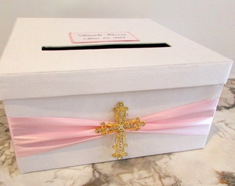 Communion Card Box, Money Holder, Baptism Card Box, Christening Card Box, Sprinkling, Naming Event, Box for Cards, Custom Made