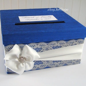 Royal Blue Card Box / Wedding Card Holder / Card Box with Slot / Locked Card Box / Reception Box / Gift Table Card Box / Wedding Box /Custom image 2