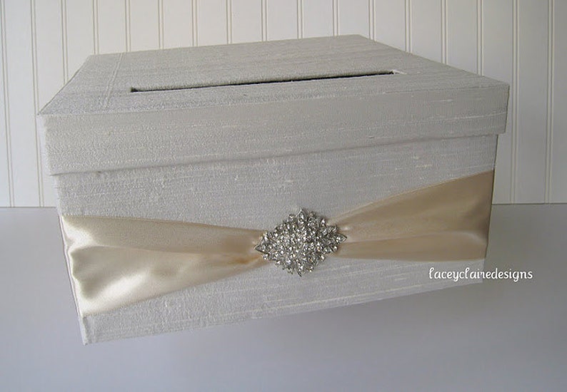 Wedding Card Box, Wedding Mail Box for Cards, Box for Cards, Cards Container, Ivory and Cream Money Box, Cards Holder, Card Boxes, Custom image 1