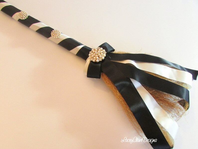 Wedding Jumping Broom, Wedding Broom, African American Jump Broom, Black and Ivory, Custom Made image 4