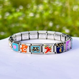 Silver Italian Bracelets-Personalized Italian Bracelets-Custom Italy Charms-Vintage Dainty Jewelry Gift for Women-Gift for Her-Mom Gift
