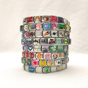 Pulseira de berloques italiana personalizada - berloques de prata da Itália - pulseira italiana personalizada - pulseira vintage para mãe - pulseiras de relógio italianas para presentes femininos