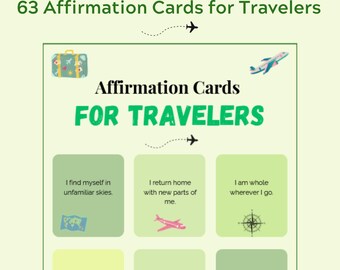 Affirmation Cards for Travelers - 63 Printable Positive Quotes for Mindful Journeys - Digital Download PDF