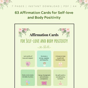 Self-Love & Body Positivity Affirmationskarten - 63 druckbare PDF-Karten für Selbstvertrauen und Selbstakzeptanz