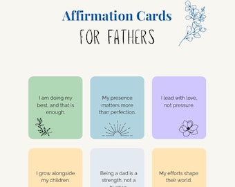 63 Printable Affirmation Cards for Fathers - Father's Day Gift - Daily Motivation - 9 per Page - Instant Download PDF