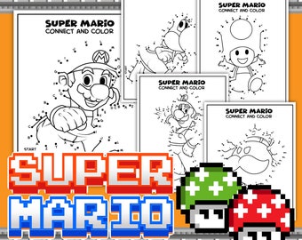 Super Mario Alphabet Dot to Dot Pages