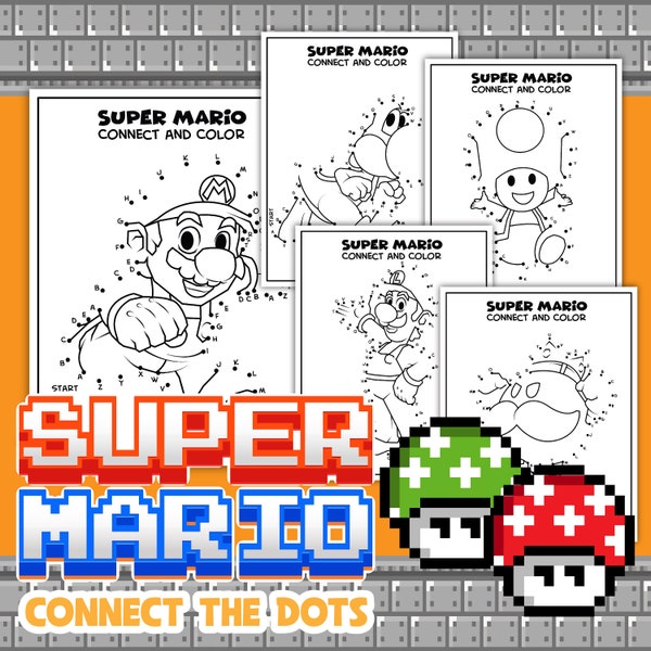 Super Mario Alphabet Dot to Dot Pages