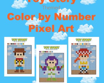 Toy Story-tema färglägg efter nummer pixelkonst