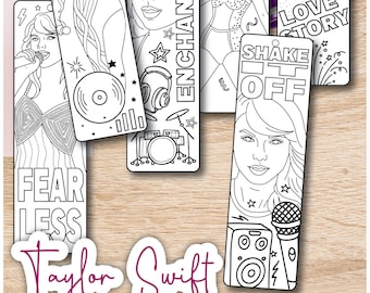 Taylor Swift Inspired Coloring Bookmarks