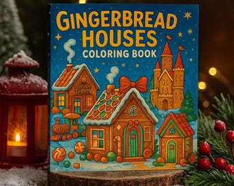 Gingerbread Houses Christmas Coloring Book | Cute Holiday Coloring Pages for Kids | Printable Christmas Activity PDF | Candy House Coloring