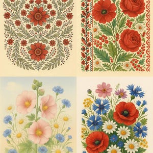 Ukrainian Floral Postcards – Inspired by Kateryna Bilokur
