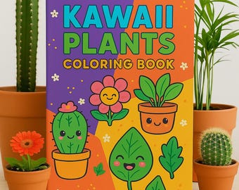 Kawaii Plants Coloring Book – Cute Nature Art, Kids Activity (PDF)