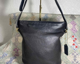 Coach Sonoma Pebbled Shoulder Bag | Navy Faded Black Leather - Etsy