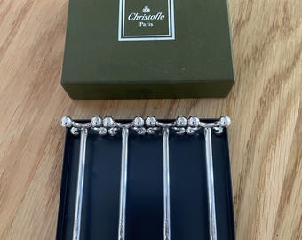 Christofle Vintage Sushi Chopsticks | Lacquered Resin & Silver