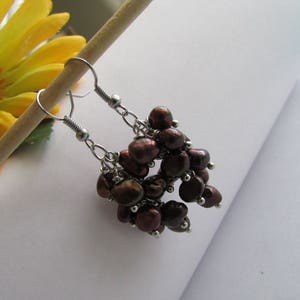 Brown Pearl Earrings,Chocolate Pearl Earrings,Baroque Pearl Earrings,Pearl Earrings,Dangle Pearl Earrings,Freshwater Pearl Earrings