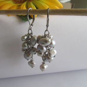 Grey Pearl Earrings,Freshwater Pearl,Pearl Earrings,Baroque Pearl Earrings,Gray Pearl Earrings, Gray Pearl, Dangle Pearl Earrings,Pearl