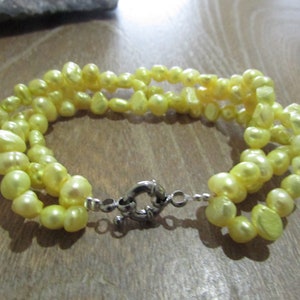 Yellow Pearl Bracelet-Pearl Bracelet,Yellow Pearl,Bracelet,Freshwater Pearl,3 Rows of Baroque Pearl Bracelet,Wedding Gift,Bridal Gift,Pearl