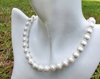 10mm White Pearl Necklace, Wedding Gift, Pearl Necklace, white Pearl Necklace, Bridal Gift, Birthday Gift, Pearl Necklace, Pearl Necklace