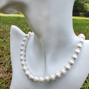 10mm White Pearl Necklace, Wedding Gift, Pearl Necklace, white Pearl Necklace, Bridal Gift, Birthday Gift, Pearl Necklace, Pearl Necklace